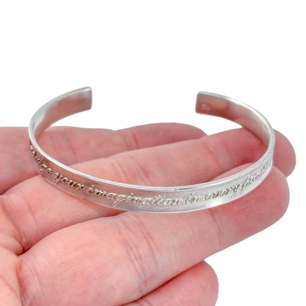 Vintage Sterling Silver 925 Jane Austen Quote Cuff Bracelet 6.75"